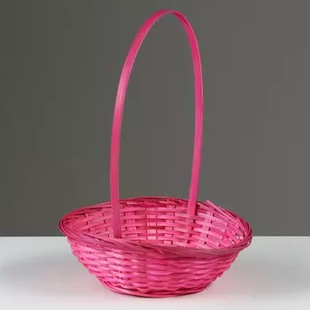 Корзина плетеная, d19 x 5 см, розовая, бамбук