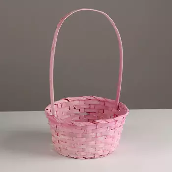Корзина плетеная, d20х10хh33см, розовый, бамбук