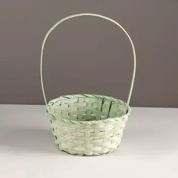 Корзина плетеная, d20х10хh33см, зеленый, бамбук
