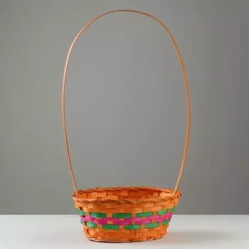 Корзина плетеная, d25 х 18 х 10/45 см, оранжевая, бамбук