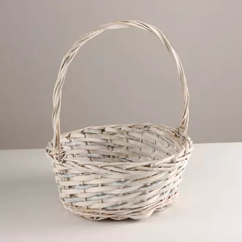 Корзина плетеная, d30x12xh30 см, белый, ива