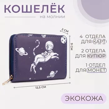 Кошелек на молнии, цвет синий