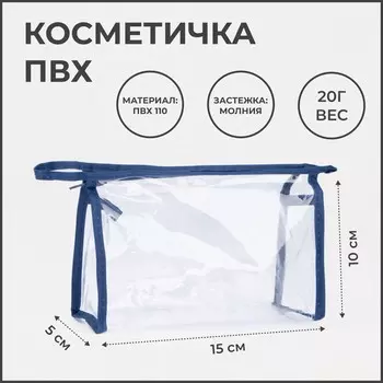 Косметичка на молнии, цвет синий