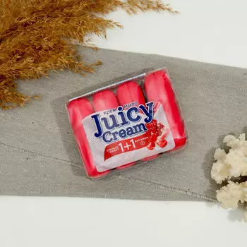 Крем-мыло туалетное твердое juicy cream спелый гранат и витамин е, 4 х 90 гр