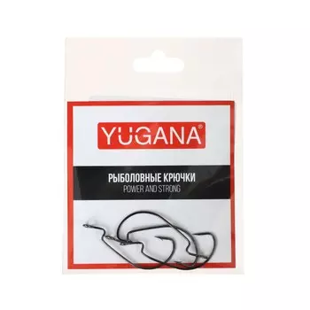 Крючки офсетные yugana wide range worm big eye, № 4, 4 шт.