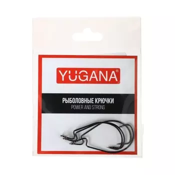 Крючки офсетные yugana wide range worm big eye, № 1, 4 шт.
