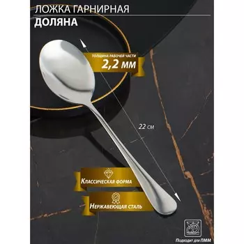 Ложка гарнирная из нержавеющей стали доляна, h=22 см, толщина 2.2 мм, 410 сталь