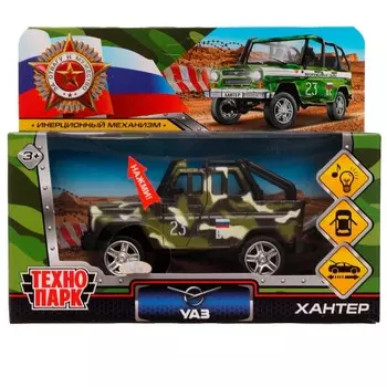 Машина металлическая UAZ, Технопарк HUNTERBCH-12SLMIL-GN