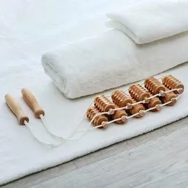 Массажёр-лента деревянный, роликовый, 3 х 6,8 х 122,5 см, 10 звеньев