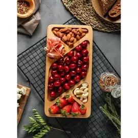 Менажница прямоугольная доляна, 30×15 см, 5 секций, берёза