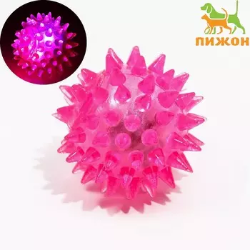Мяч светящийся для животных малый, tpr, 4,5 см, розовый