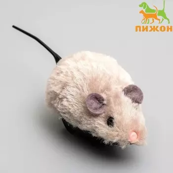 Мышь заводная меховая малая, 8.5 см, серая