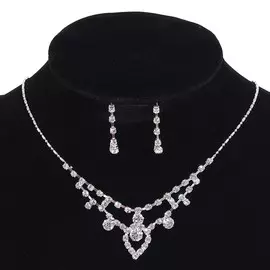 Набор 2 предмета: серьги, колье wedding, цвет белый в серебре, 50 см