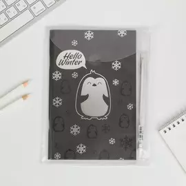 Набор hello winter: блокнот с чёрными листами и ручка с белыми чернилами