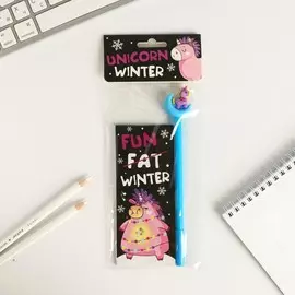 Набор: блокнот и ручка на европодвесе fun winter