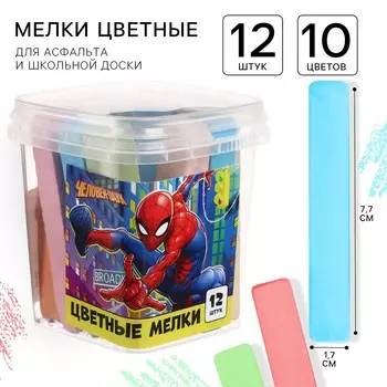 Мелки цветные, 12 штук, 10 цветов