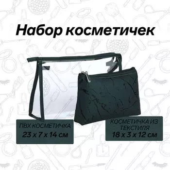 Набор простых косметичек на молниях 2 в 1, с рисунком, темно-зеленый
