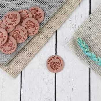 Набор нашивок hand made, d=2.5 см, 10 шт., бежевый