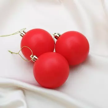 Ёлочные игрушки, шары, пластик, d-5,5 см, набор 3 шт