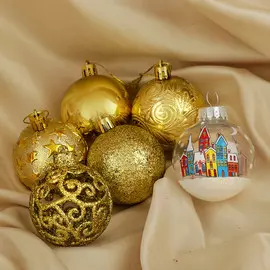 Ёлочные игрушки, шары новогодние , пластик, набор d-6 см, 24 шт