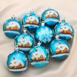 Ёлочные игрушки, шары новогодние , пластик, набор d-6 см, 9 шт