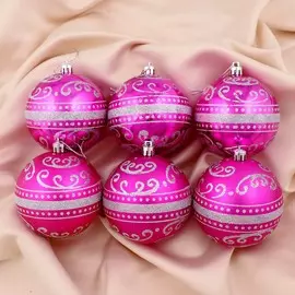 Набор шаров пластик d-8 см, 6 шт