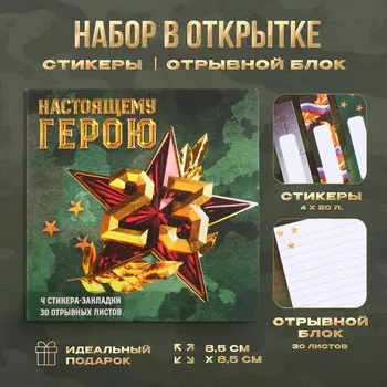 Подарочный набор, стикеры 420 л, отрывной блок 30 л., в открытке