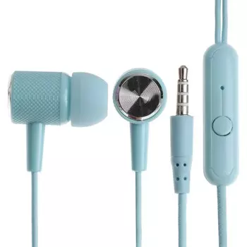 Наушники cb-51, проводные, вакуумные, микрофон, 1 м, jack 3.5 мм, синие