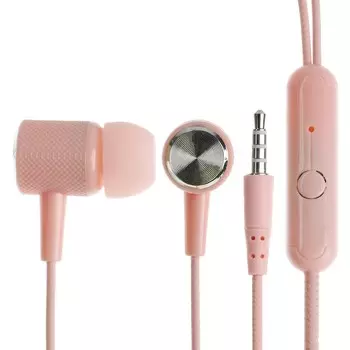 Наушники cb-51, проводные, вакуумные, микрофон, 1 м, jack 3.5 мм, розовые