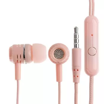 Наушники cb-52, проводные, вакуумные, микрофон, 1 м, jack 3.5 мм, розовые