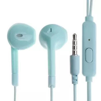Наушники r-2, проводные, вкладыши, микрофон, 1 м, jack 3.5 мм, голубые