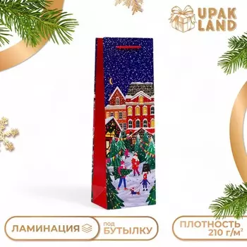 Пакет подарочный новогодний под бутылку, упаковка