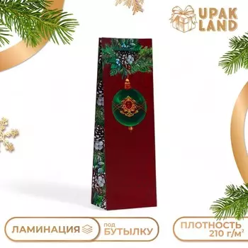 Пакет подарочный новогодний под бутылку, упаковка