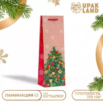 Пакет подарочный новогодний под бутылку, упаковка