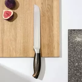 Нож кухонный доляна zeus, хлебный, 20 см, цвет чёрный