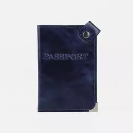 Обложка для паспорта, на кнопке, цвет синий