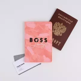 Обложка для паспорта с доп.карманом внутри boss lady, искусственная кожа