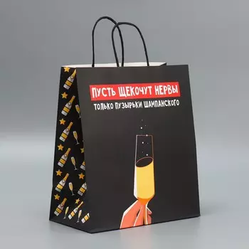 Пакет подарочный новогодний крафтовый