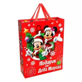 Пакет подарочный новогодний, 31х40х11 см, упаковка, микки маус