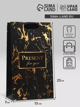 Пакет подарочный ламинированный present for you,13237 см
