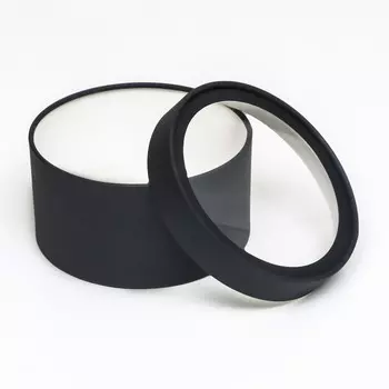 Подарочная коробка круглая black черная, завальцованная с окном, 1810 см