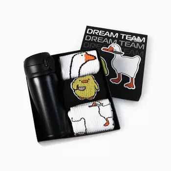 Подарочный набор kaftan dream team, термос и носки 3 пары размер 41-44 (27-29 см)
