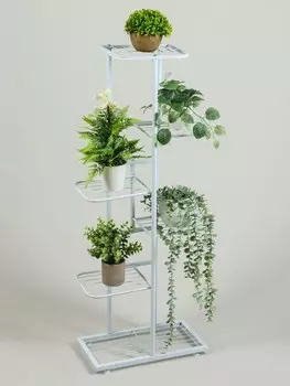 Подставка для цветов greengo, 6 полок, 4422105 см, напольная, металл, белая