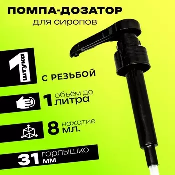 Помпа - дозатор для сиропа, черная, 8 мл