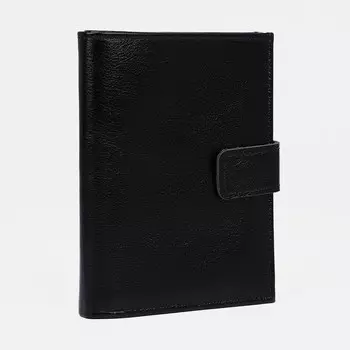 Портмоне на кнопке, 3 в 1, для автодокументов, для паспорта, для купюр, цвет черный