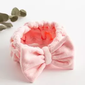 Повязка на голову этель цв. светло-розовый, 100% п/э