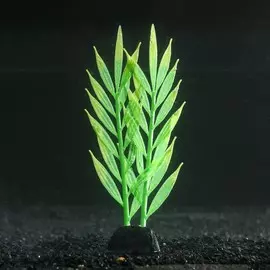 Растение силиконовое аквариумное, светящееся в темноте, 6,5 х 18 см, зеленое