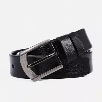 Ремень мужской, ширина 3,8 см, винт, пряжка металл, цвет черный