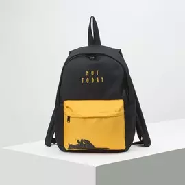 Рюкзак школьный молодежный, отдел на молнии, наружный карман, цвет черный/оранжевый