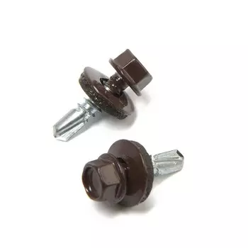 Саморезы кровельные 5,5х19 мм, ral8017 цвет коричневый, 250 шт.